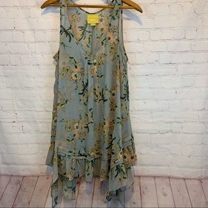 Maeve Floral Sleeveless Top - Blue and Yellow